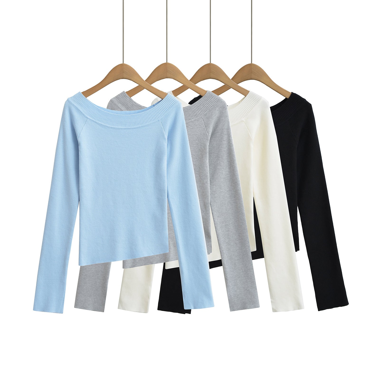 One neck slanted shoulder, off shoulder elastic slim fit top