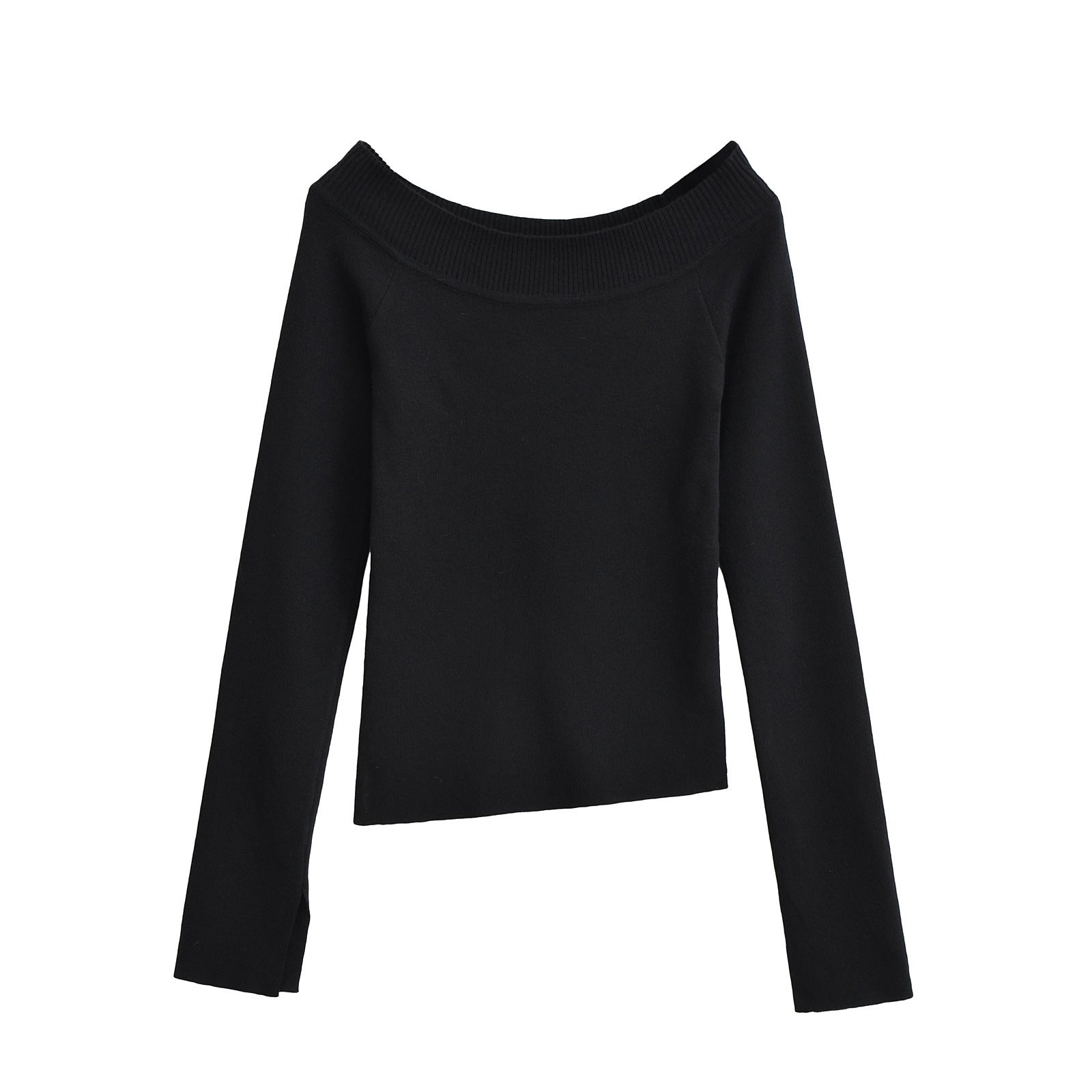 One line off shoulder slanted shoulder elastic slim fit top